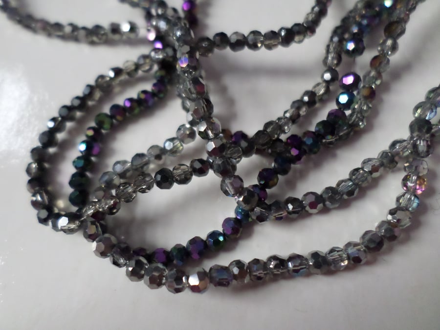 100 x Half-Plated Glass Beads - Faceted Round - 3mm - Mixed Colour