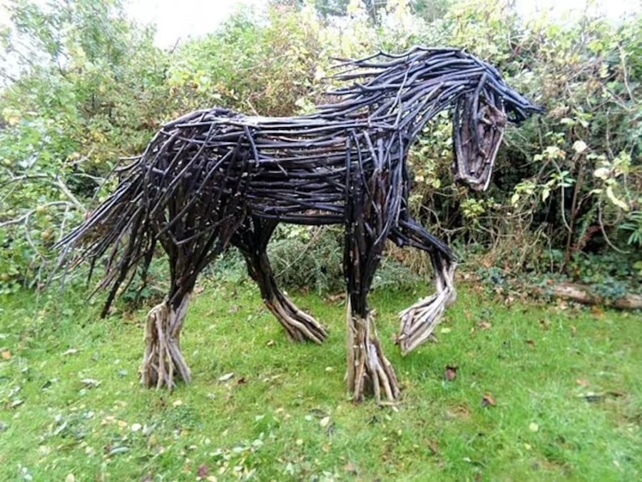Large Wooden Horse Pony Garden Sculpture