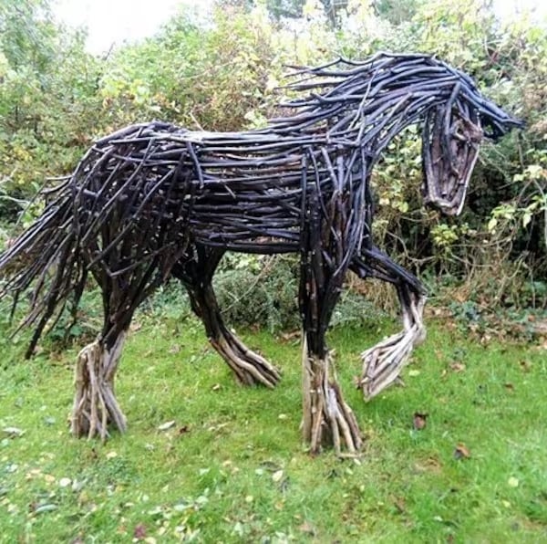 Large Wooden Horse Pony Garden Sculpture