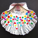 Valentines Day Gift, Heart Flowers Painting on Scallop Shell, LGBTQ Art Gifts