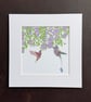 'Botanical Hummingbirds' 8" x 8" Mounted Print