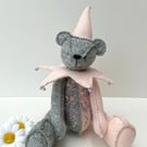Jester teddy bear, one of a kind adult collectable hand embroidered artist bear