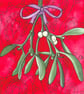  Mistletoe and Paisley Handmade Christmas Card - Image 1