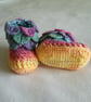 Hand crochet baby booties crocodile stitch multicoloured 3 - 6 months - Image 3