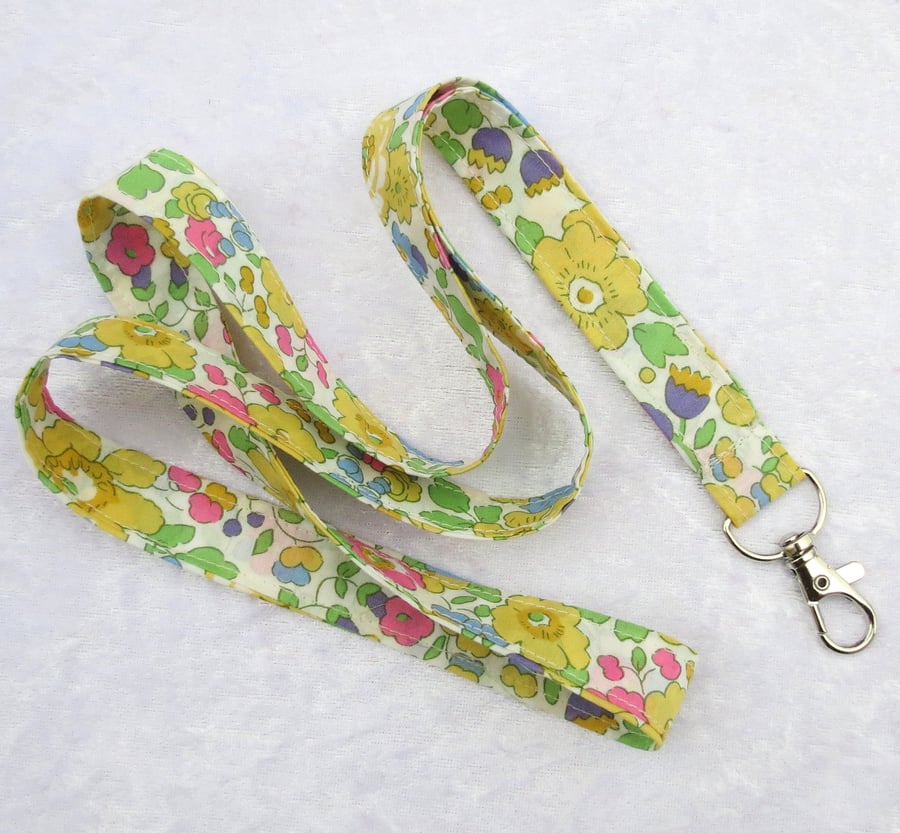 Liberty Tana Lawn lanyard, with swivel clip, 19.6 inches, floral, organic