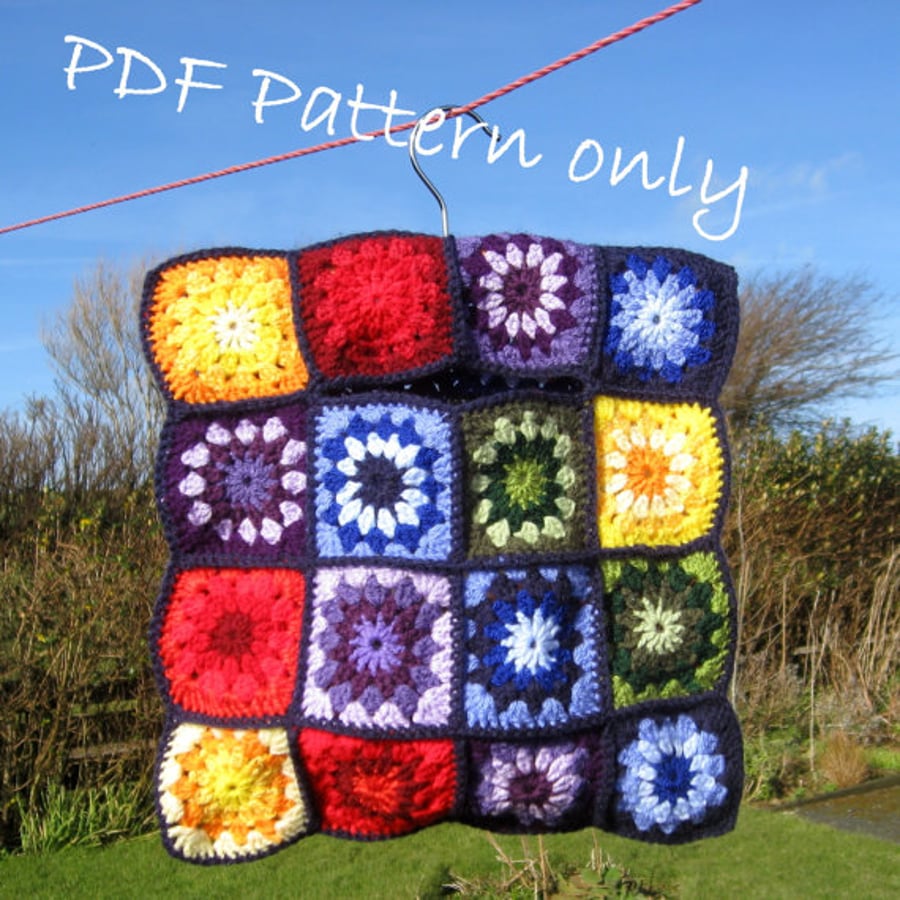 Crochet pattern.Granny square vintage style clothes peg bag.  Easy.