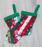 Small Scrappy Fabric Hanging Christmas Stocking - Image 2