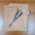Dried Flower Greeting Card. Thinking of You Card. Handmade - Purple Lavender