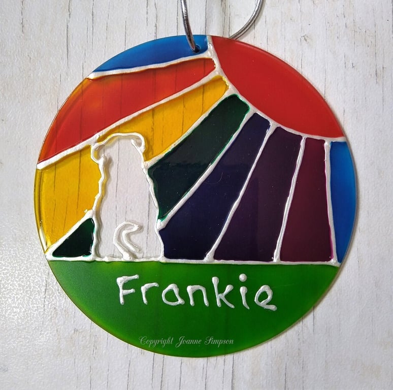 Pug Rainbow sunshine sun catcher decoration. Pet memorial 