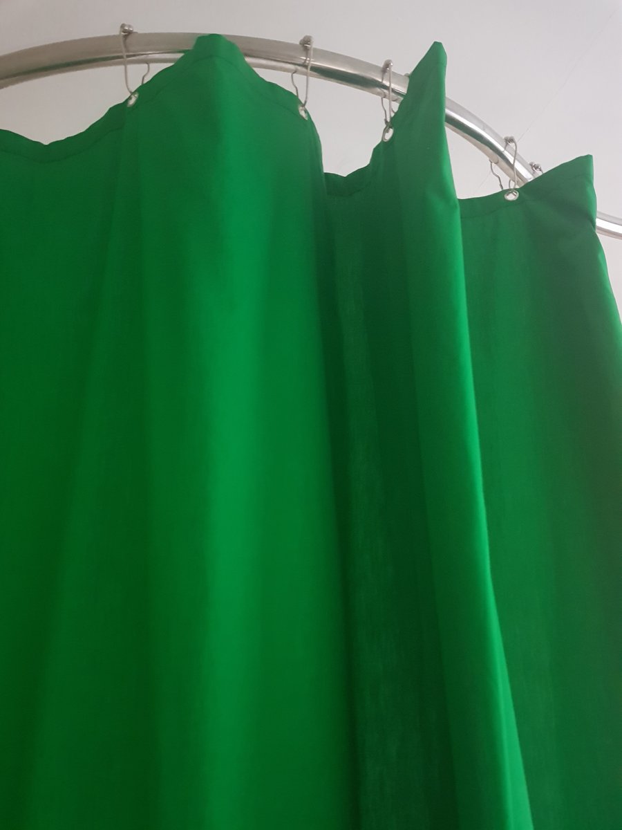 Wider width Forest Green Organic Cotton Shower Curtain, washable non-waxed