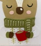 Handmade Hand Stitched Christmas Card Cosy Winter Reindeer - Image 3