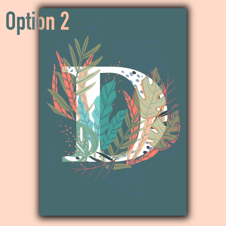 Jungle themed “D” letter digital illustration 