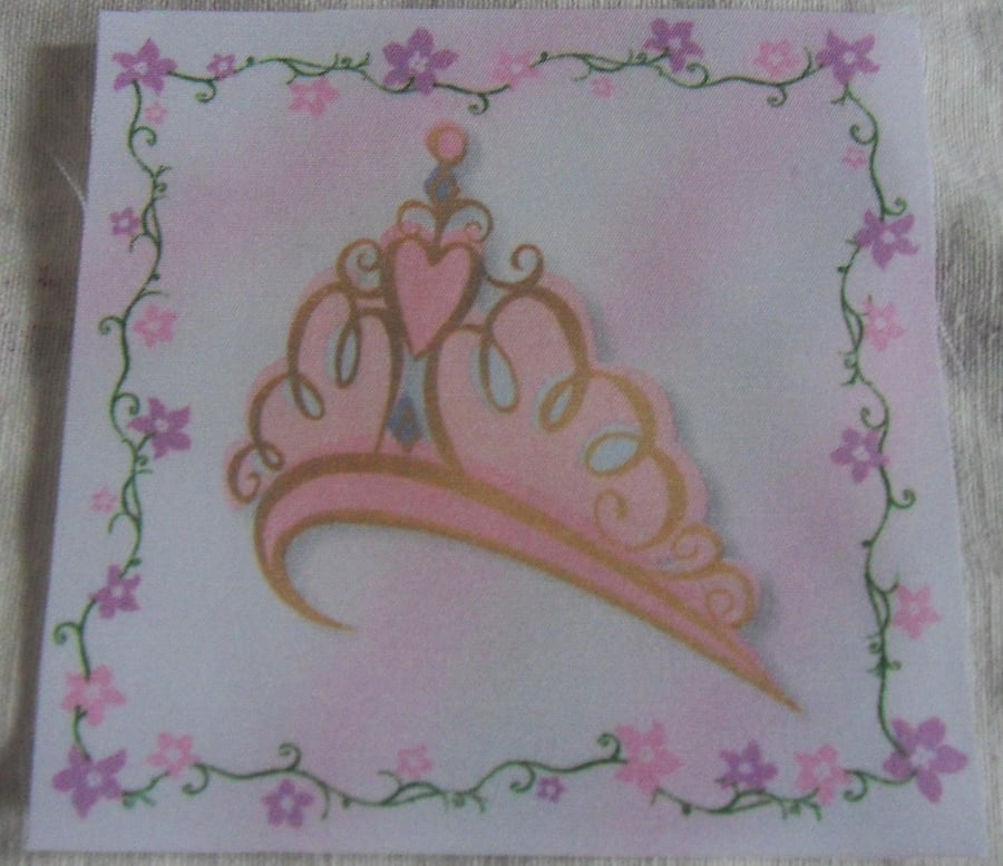 Polycotton squares. Princess crown.  Sold separately.  .62p postage on many (17)