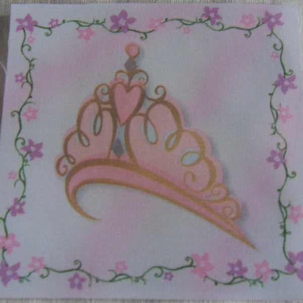 Polycotton squares. Princess crown.  Sold separately.  .62p postage on many (17)