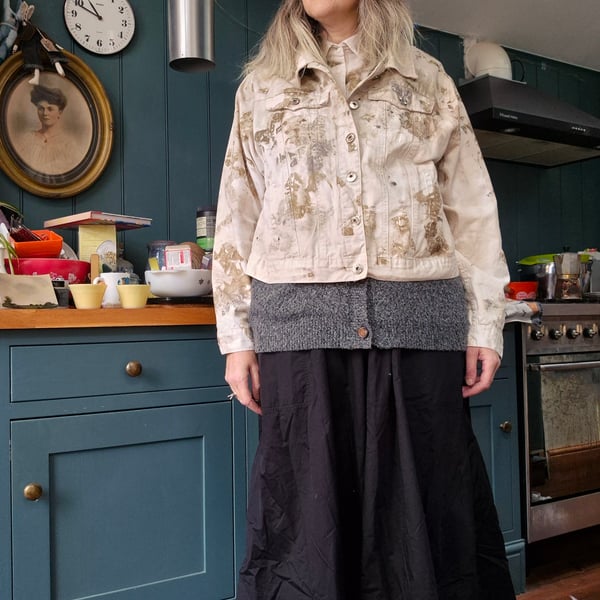 Naturally printed cotton jacket large