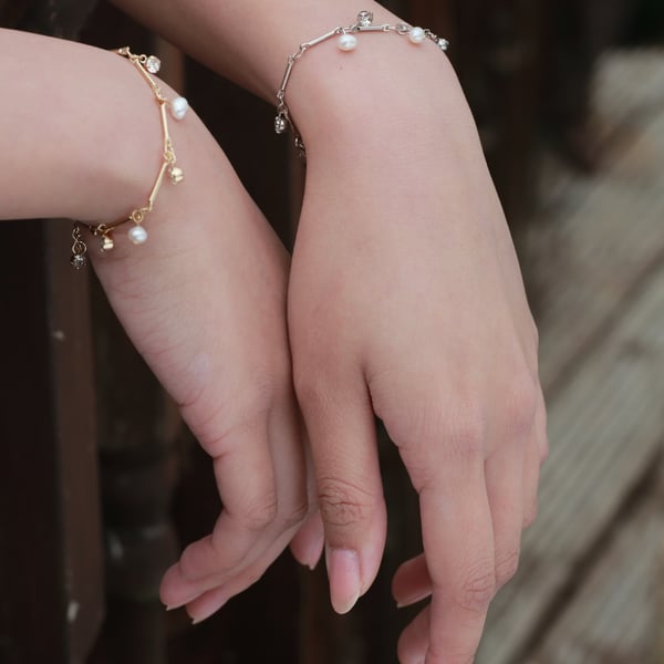 Freshwater Pearl Sterling Silver Chain Bracelet