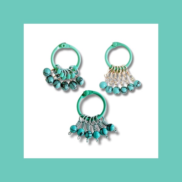 Turquoise Stitch markers for knitting - Pool