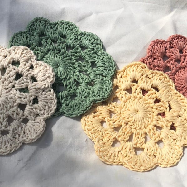 Set of 4 Crochet Coasters "June's Doilies"