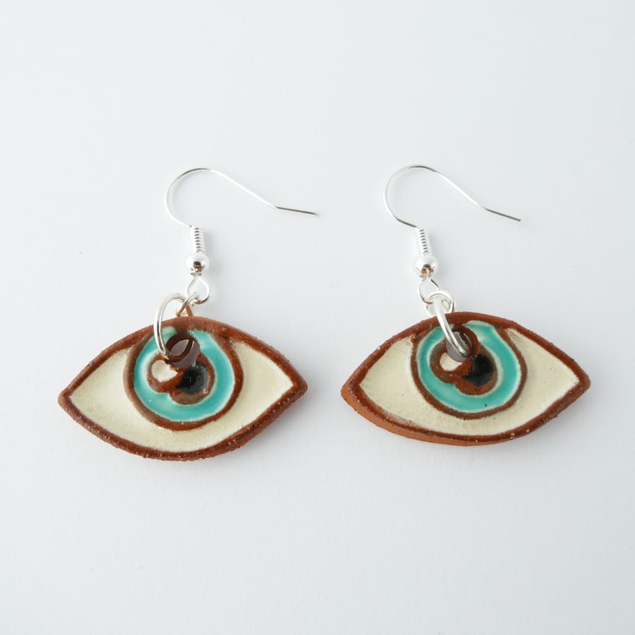 Eye Dangle Earrings made from ceramic