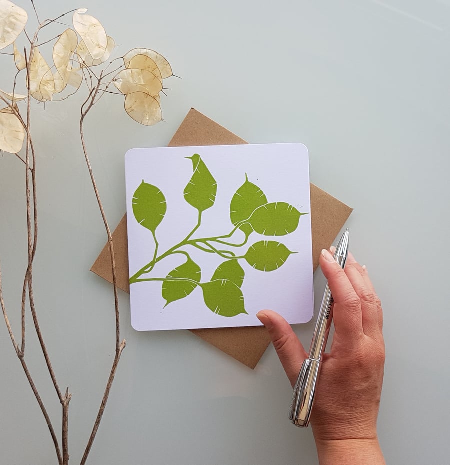 Honesty Greetings Cards, Handmade Botanical Linocut Cards