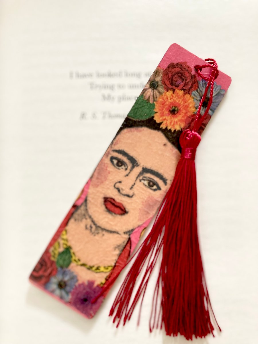 Frida Khalo Handmade Boho Bookmark Book Lover Artsy OOAK Gift 