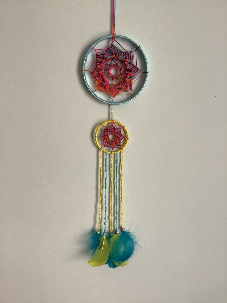 Double Tier Multicolour handmade Dreamcatcher for bedroom and living room 
