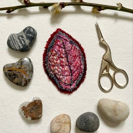 Textile Leaf Brooch