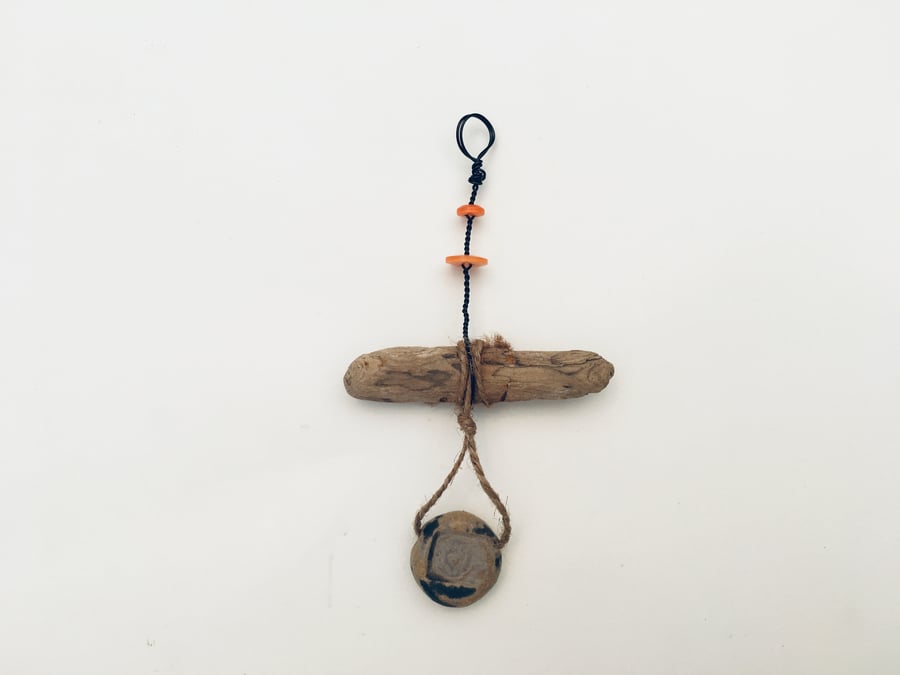 Driftwood ceramic hanger, pottery, gift idea, home decor, beach art,