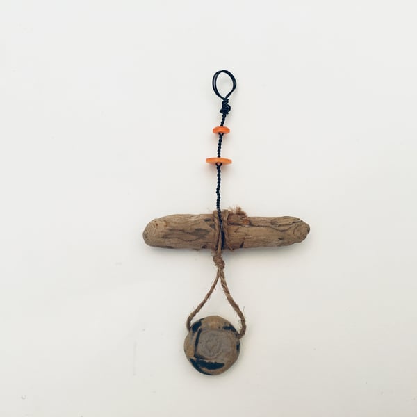 Driftwood ceramic hanger, pottery, gift idea, home decor, beach art,