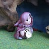 Tiny 'Keeper-of-Time' Gnome 'Tock' with golden clock OOAK Sculpt by Ann Galvin