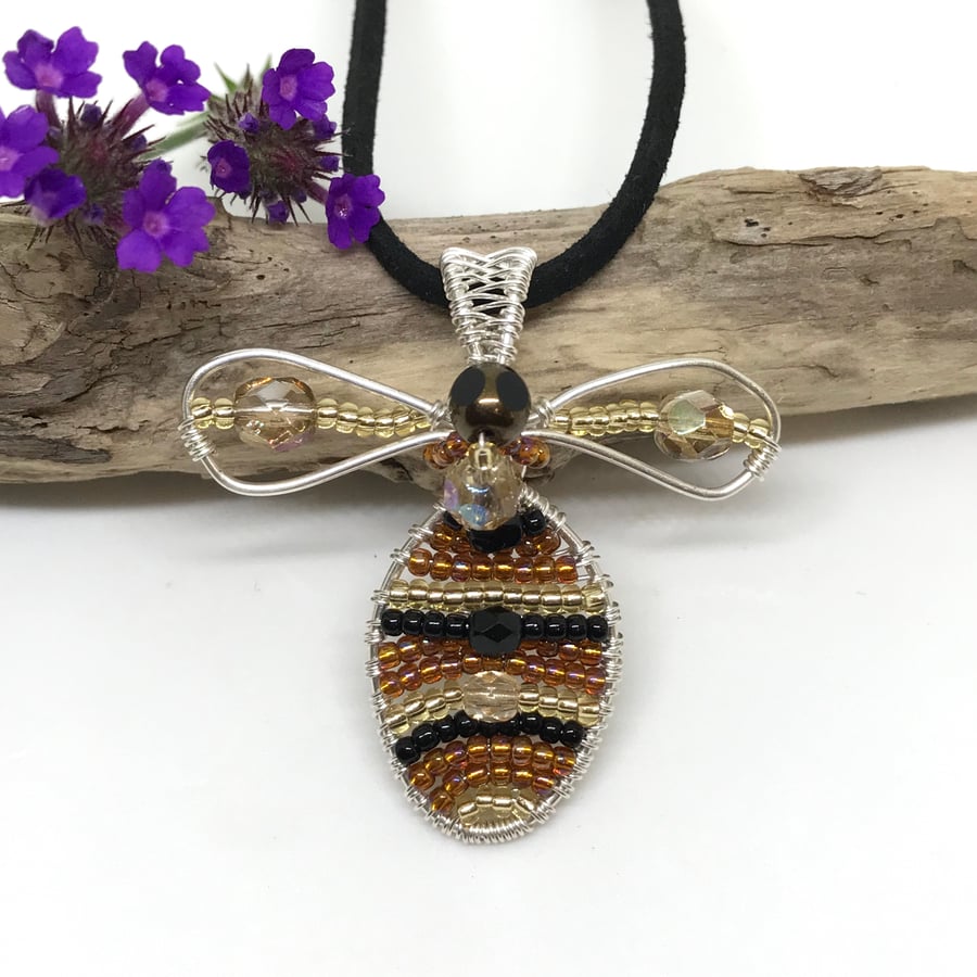 Bee Pendant, Silver Plated