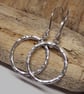 Hoops - hammered silver dangle hoop earrings - handmade sterling silver hoops
