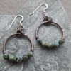  Copper Hoops African Turquoise Sterling Silver  Dangle Earrings