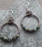  Copper Hoops African Turquoise Sterling Silver  Dangle Earrings - Image 1