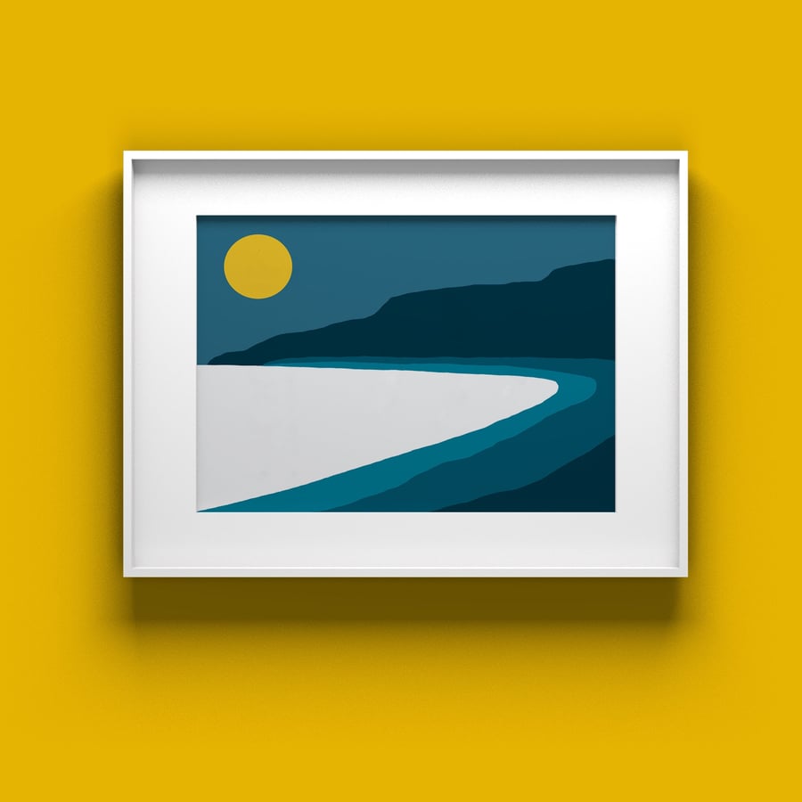 Horizontal kitchen wall art, navy blue abstract... Folksy