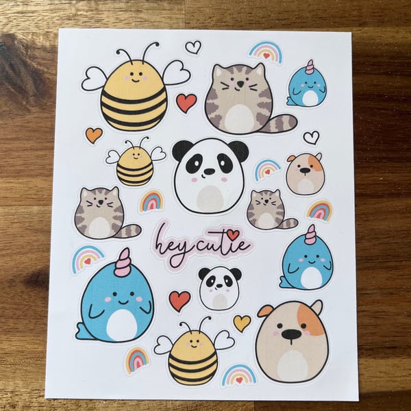 FREE DELIVERY Sheet of 27 Cute Stickers Sticker Pack Sticker Sheet Cute Animal
