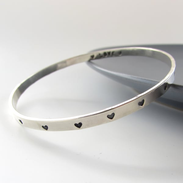 Silver Heart Personalised Bangle