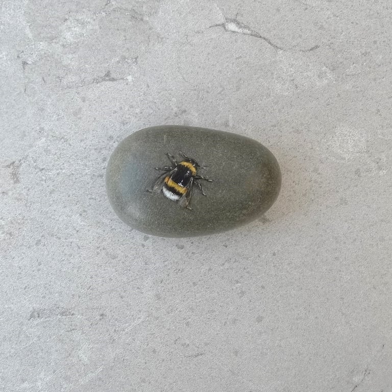 Bee Hand Painted Grey Stone