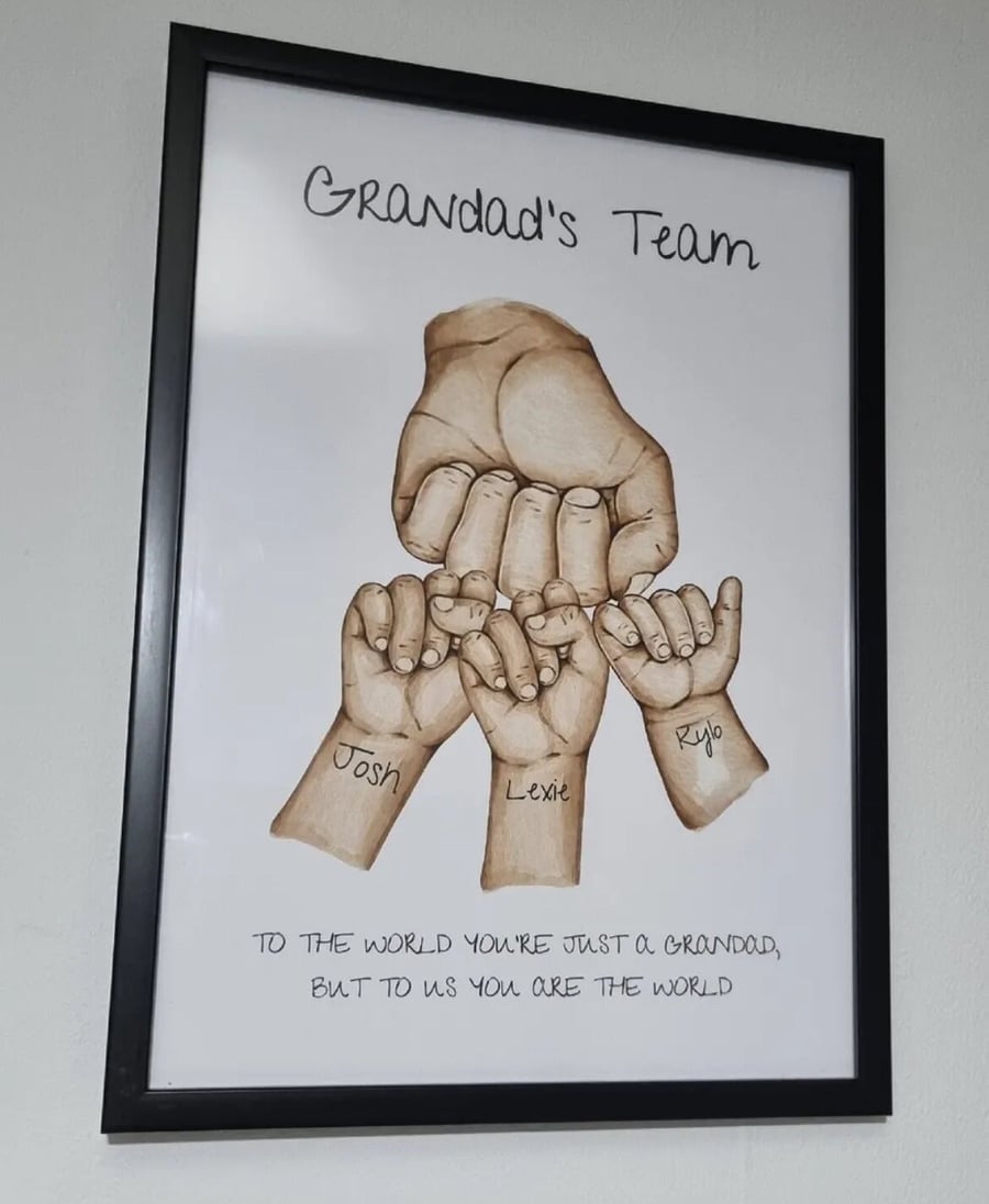 Fist bump frame Personalised Fathers Day Dad Daddy Grandad mother day mum mummy 