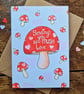 Mushroom card, Thinking of you card, Mushroom valentines card, Sending you love 