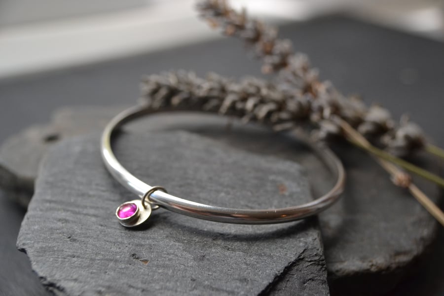 Silvershake Created Ruby July Birthstone Ring - Octagon Red Ruby, 925 Sterling Silver Solitaire Ring, Size 6.5