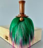 Vibrant, hand-turned wooden Gonk. EXTRA FLUFFY beard in green with hot pink tips - Image 4