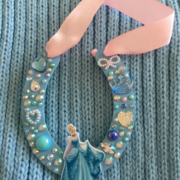 Blue 10cm mdf Disney themed horseshoe