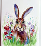 Hare and Flowers Original Painting  - Image 4