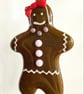 Medium Glass Gingerbread Lady Hanging Decoration - Red Bow - Image 1