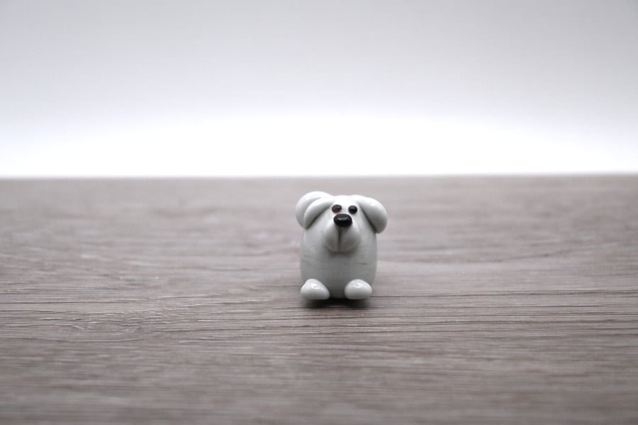 small glass grey dog keepsake figure