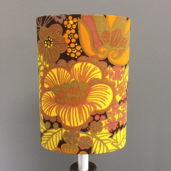 Yellow Mustard POMPEJA Boras Marta-Lena Bjerhagen Vintage Fabric Lampshade 