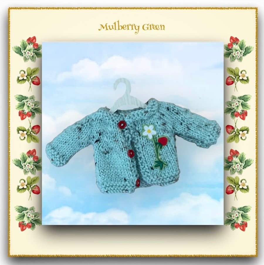 Reserved for Shani - Sweet Strawberries Doll’s Cardigan 