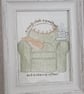Hand Embroidered "Armchair, Good Book & Tea" Framed Picture