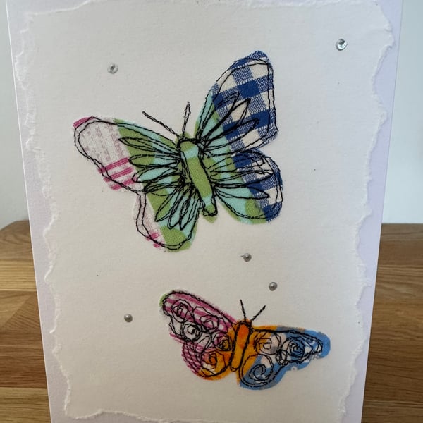 Hand made card with 2 butterflies 